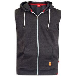 Duke Mens D555 Blake Kingsize Sleeveless Full Zip Hoodie / Charcoal Melange